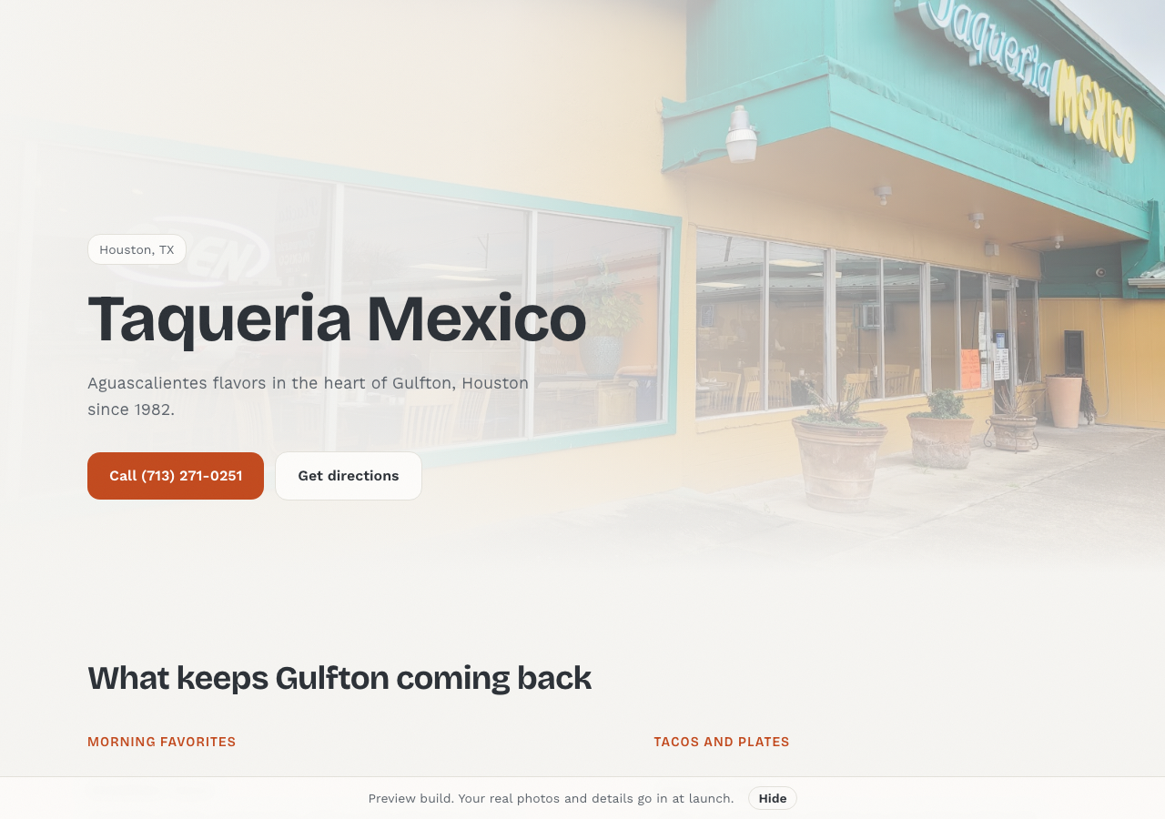 Taqueria Mexico website